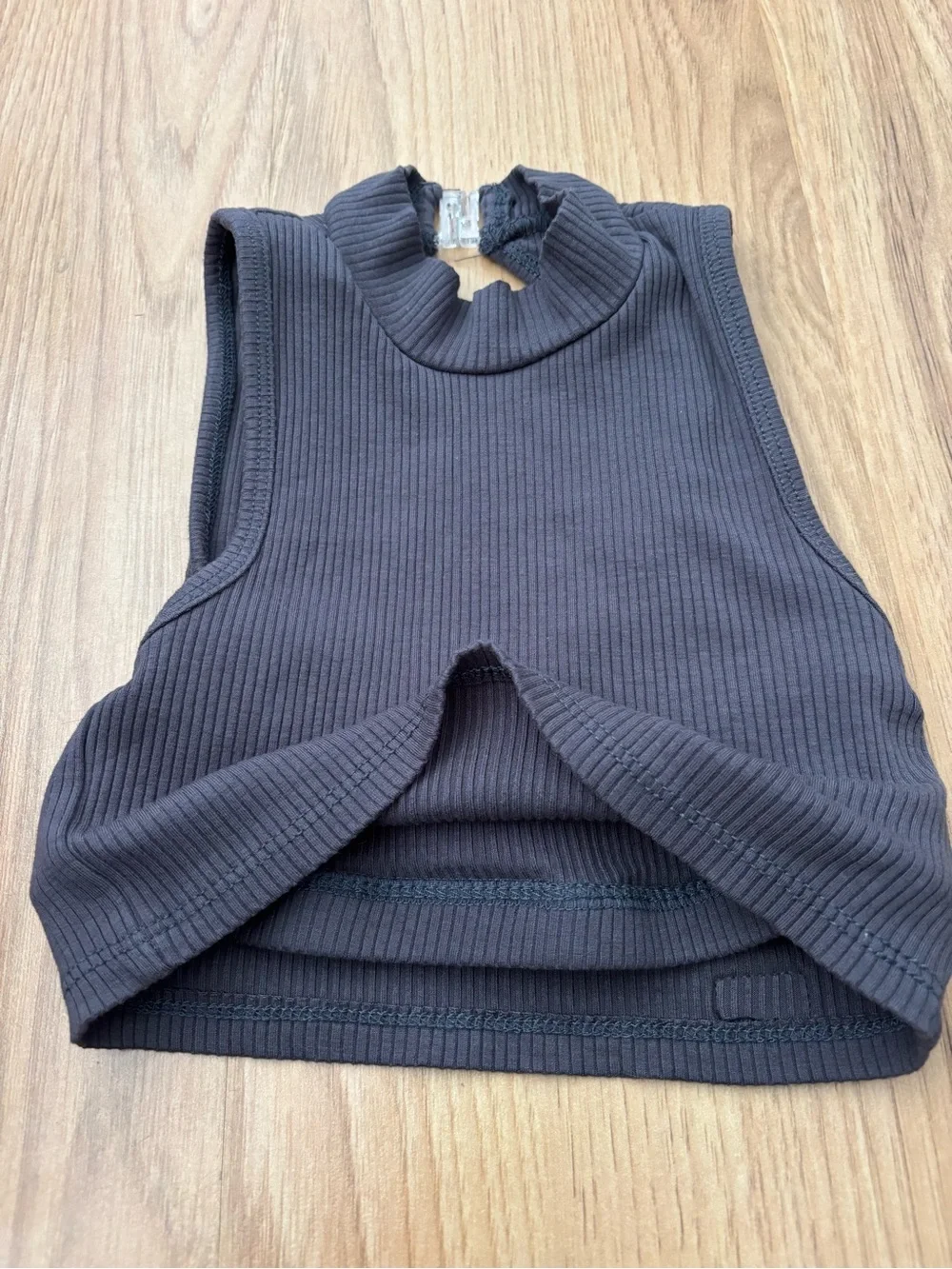 Tiger Friday Ribbed Sleeveless Crop Top & Wide-Leg Pants Set - Charcoal gray